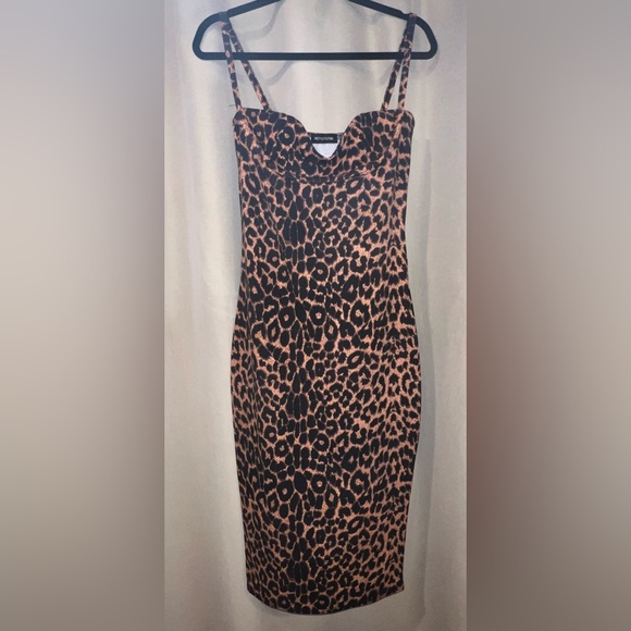 Leopard Print Strappy Cup Detail Midi Dress - Picture 4 of 11